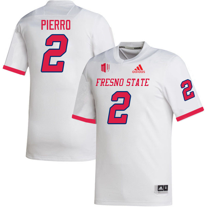 Men #2 Jordan Pierro Fresno State Bulldogs College Football Jerseys Stitched-White